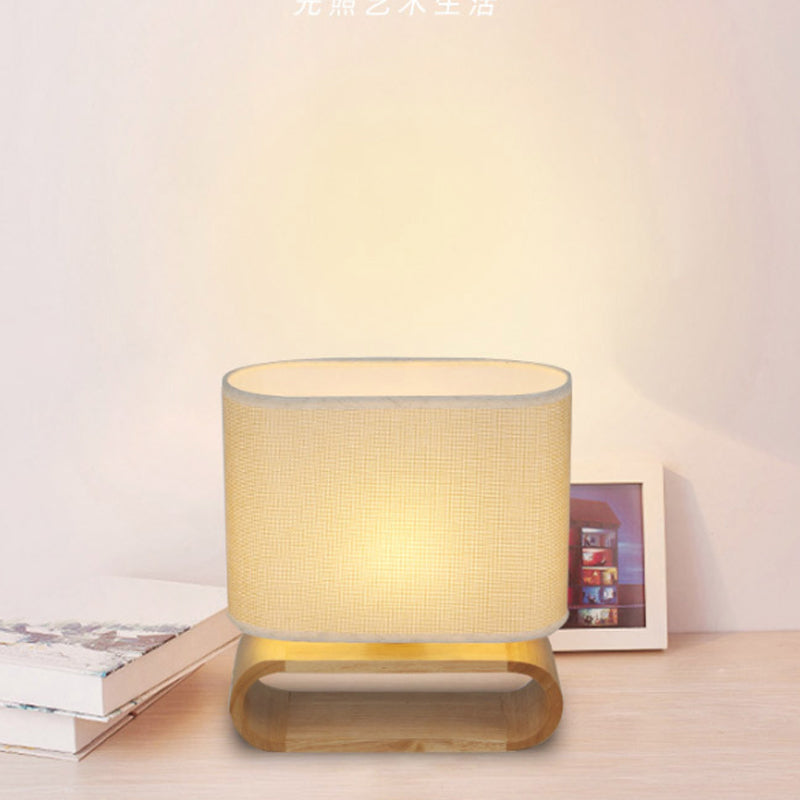 Birdun - Minimalism Wood Oval Nightstand Lamp Single Fabric Table Light For Children Bedroom