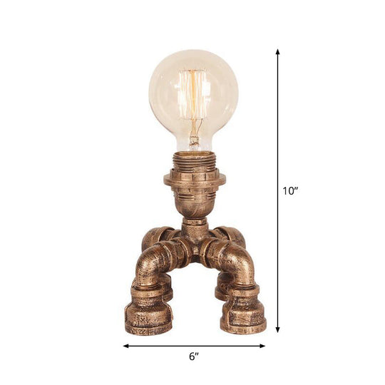 Édith - Bronze Warehouse Style Iron Table Light: Single - Bulb Robot Nightstand