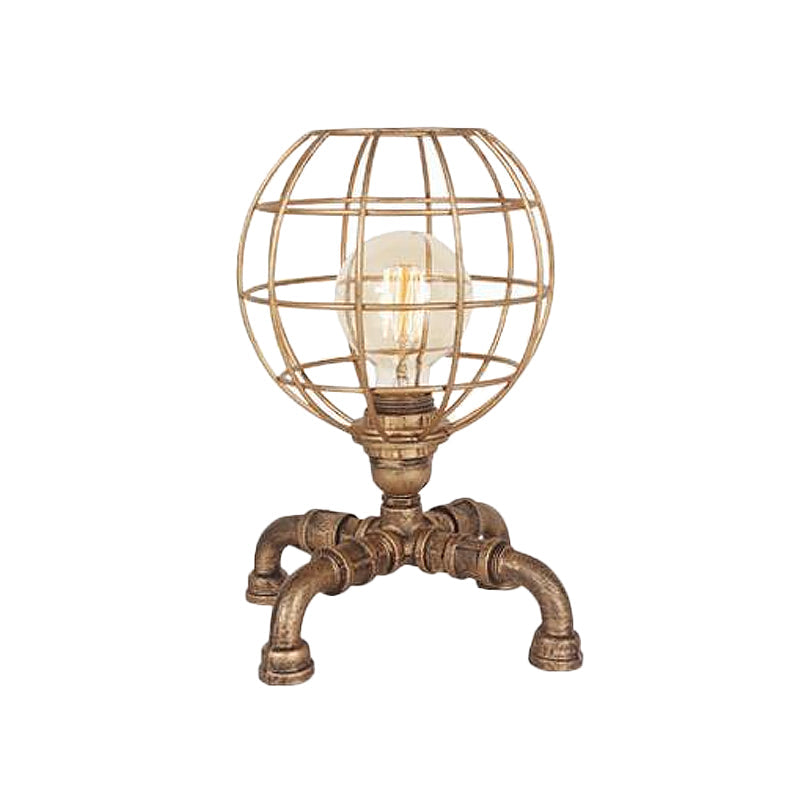 Édith - Bronze Warehouse Style Iron Table Light: Single - Bulb Robot Nightstand