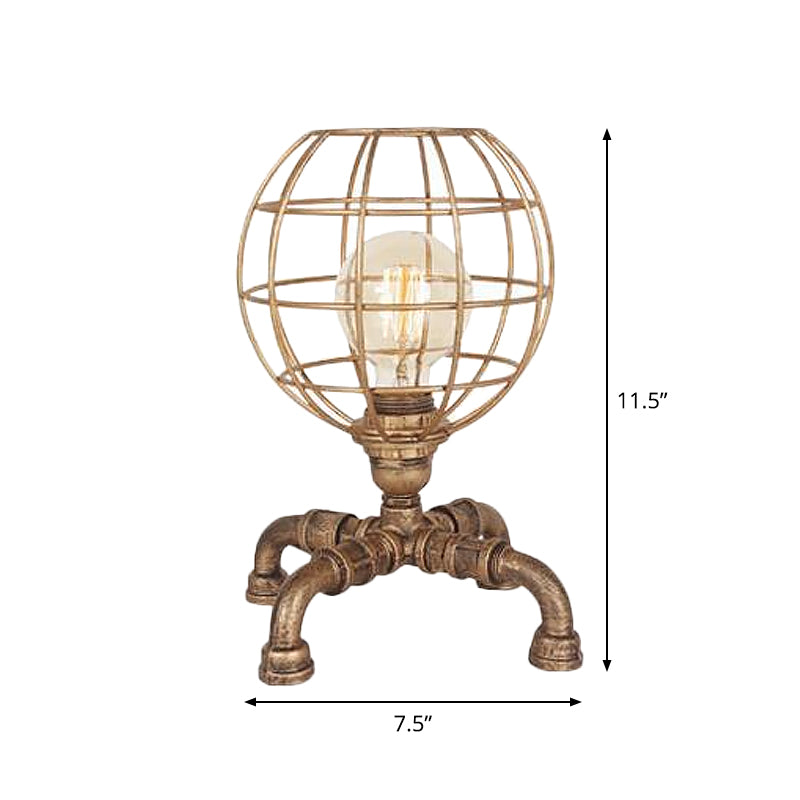 Édith - Bronze Warehouse Style Iron Table Light: Single - Bulb Robot Nightstand