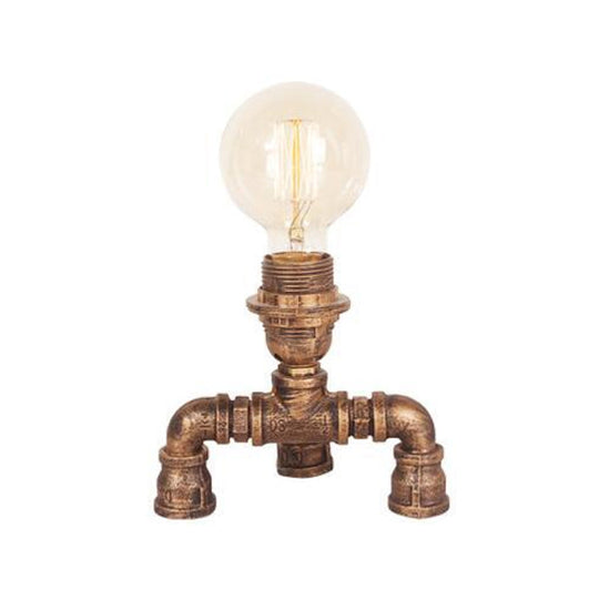 Édith - Bronze Warehouse Style Iron Table Light: Single - Bulb Robot Nightstand