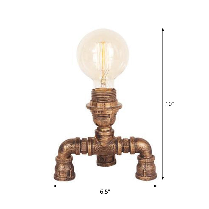 Édith - Bronze Warehouse Style Iron Table Light: Single - Bulb Robot Nightstand