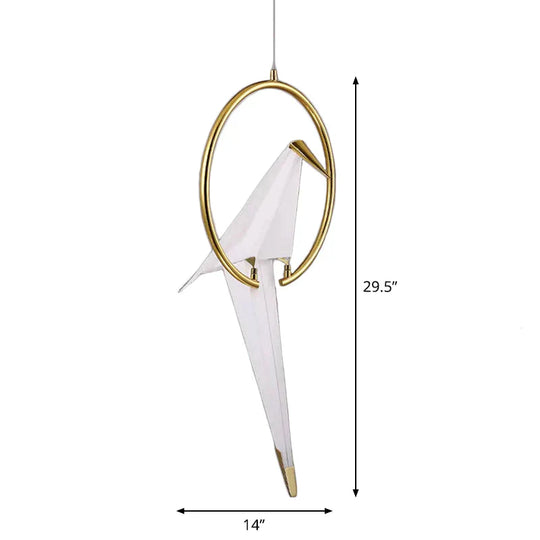 Nordic 1/2/3 - Bulb Ceiling Light White - Gold Round Pendant Kit With Plastic Crane Shade