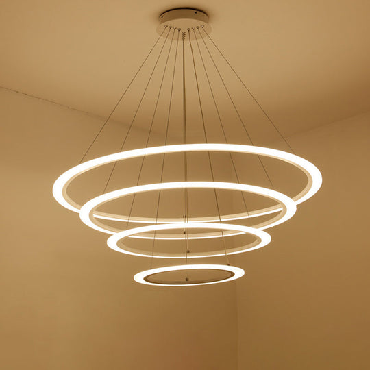 Multi Tier 2 - 3 - 4 Pendant Chandelier Acrylic White Led Ceiling Hang Light For Dining Room