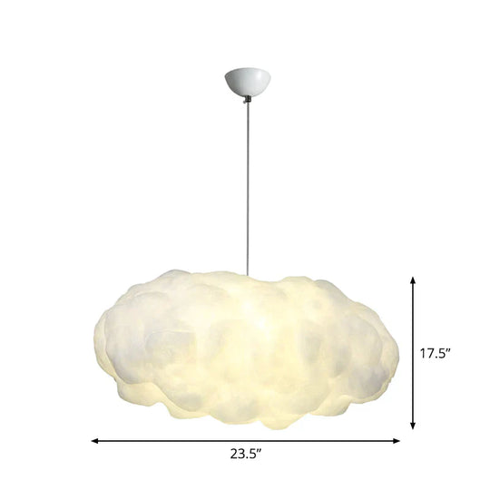 Cloudy Hanging Pendant Light Artistry Fabric 1 - Head Living Room Ceiling In White