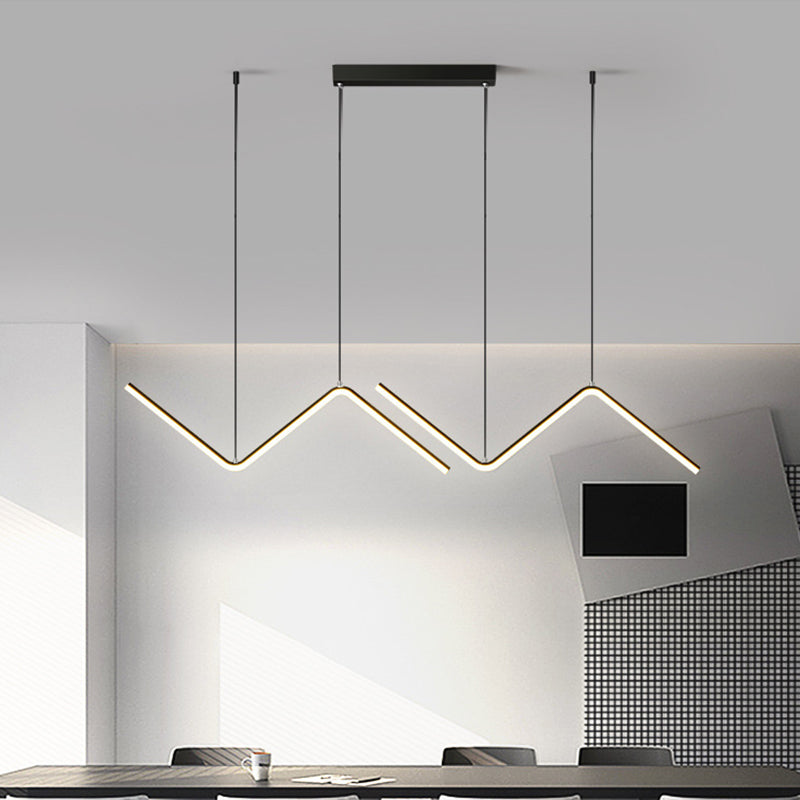 Menkab - Modern Zigzag Pendant Light Fixture Minimalism Aluminum Dining Room Led Ceiling In