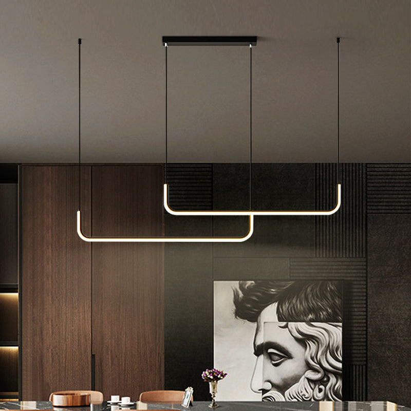 Molly - Sleek Aluminum Linear Pendant Light Fixture Simplicity Black/Gold Led Hanging Lamp Over