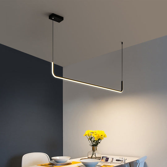 Molly - Sleek Aluminum Linear Pendant Light Fixture Simplicity Black/Gold Led Hanging Lamp Over