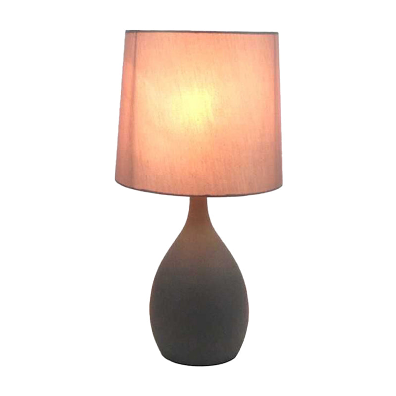 Arianna - Teardrop Metal Night Lamp Minimalist Single Grey Table Stand Light With Cylinder Fabric