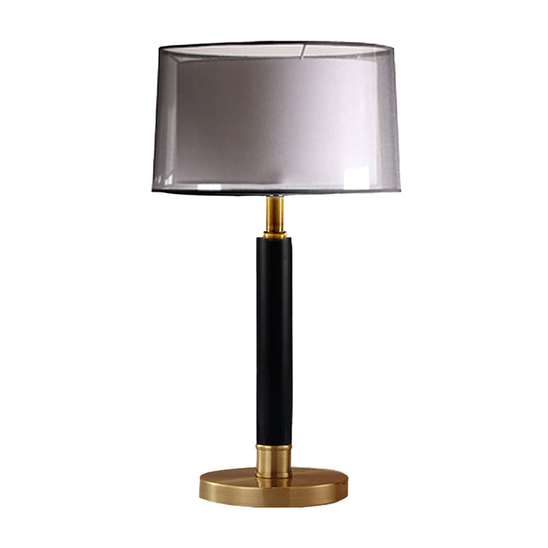 Maria - Double Drum Shade Night Light Modern Fabric 6 - Bulb Living Room Table Lamp In Black