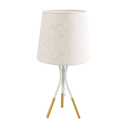 Noemi - Nordic Conical Fabric 3 - Leg Table Lamp 1 Bulb Black/White And Gold Night Stand Light For
