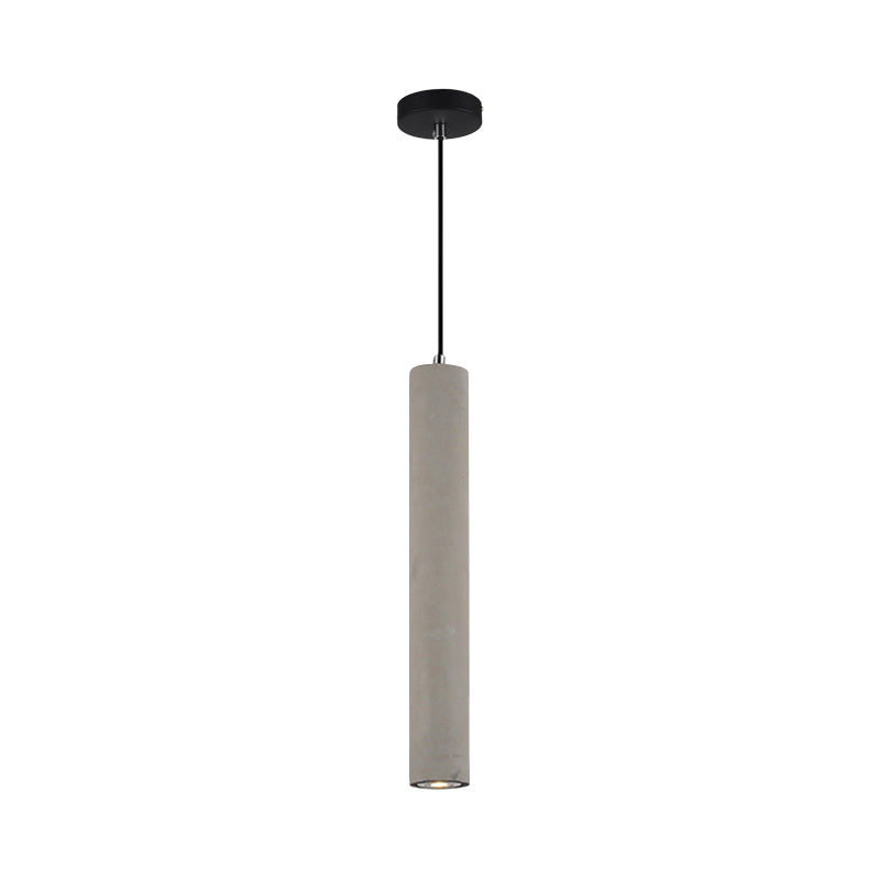 Led Nordic Ceiling Lamp - White/Yellow Light Cement Tubular Bedside Down Lighting Pendant