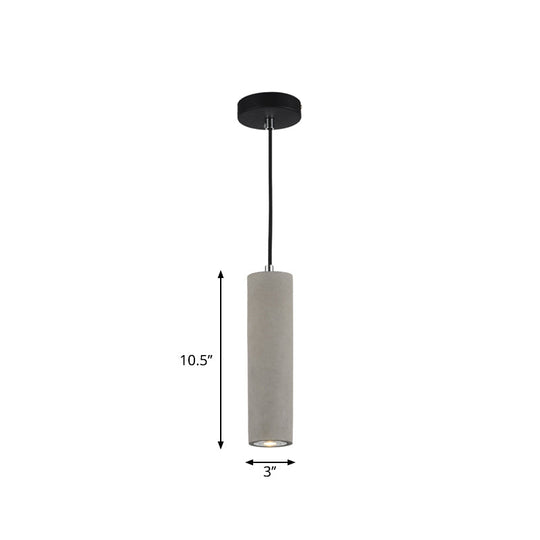 Led Nordic Ceiling Lamp - White/Yellow Light Cement Tubular Bedside Down Lighting Pendant