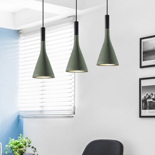 Nordic Funnel Style Pendant Light In Cement For Dining Room Bed Side Lighting Green
