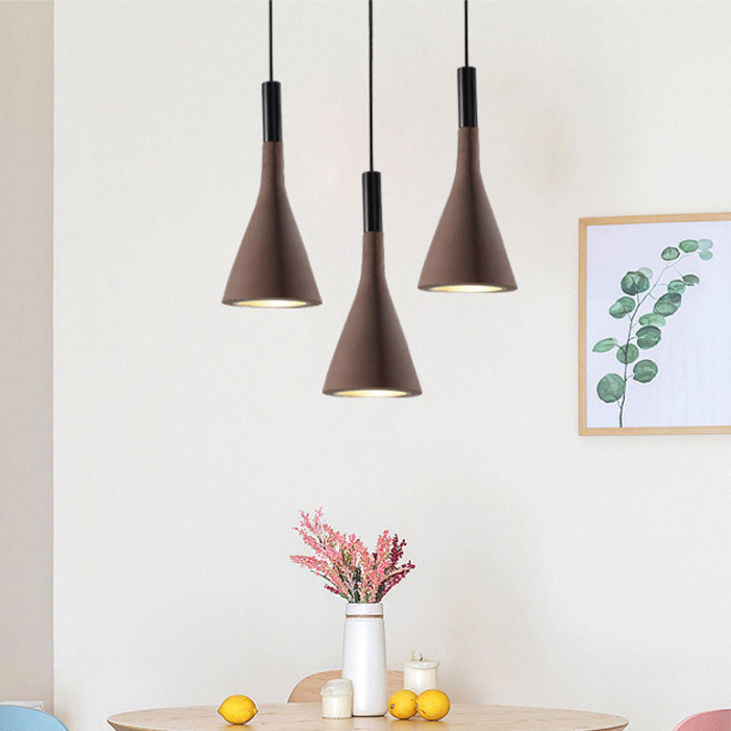 Nordic Funnel Style Pendant Light In Cement For Dining Room Bed Side Lighting Coffee