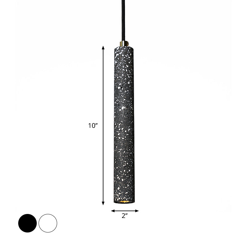 Myriam - Terrazzo Flute Pendulum Light Nordic 10/19.5 Tall Led Bistro Hanging Pendant In White/Black