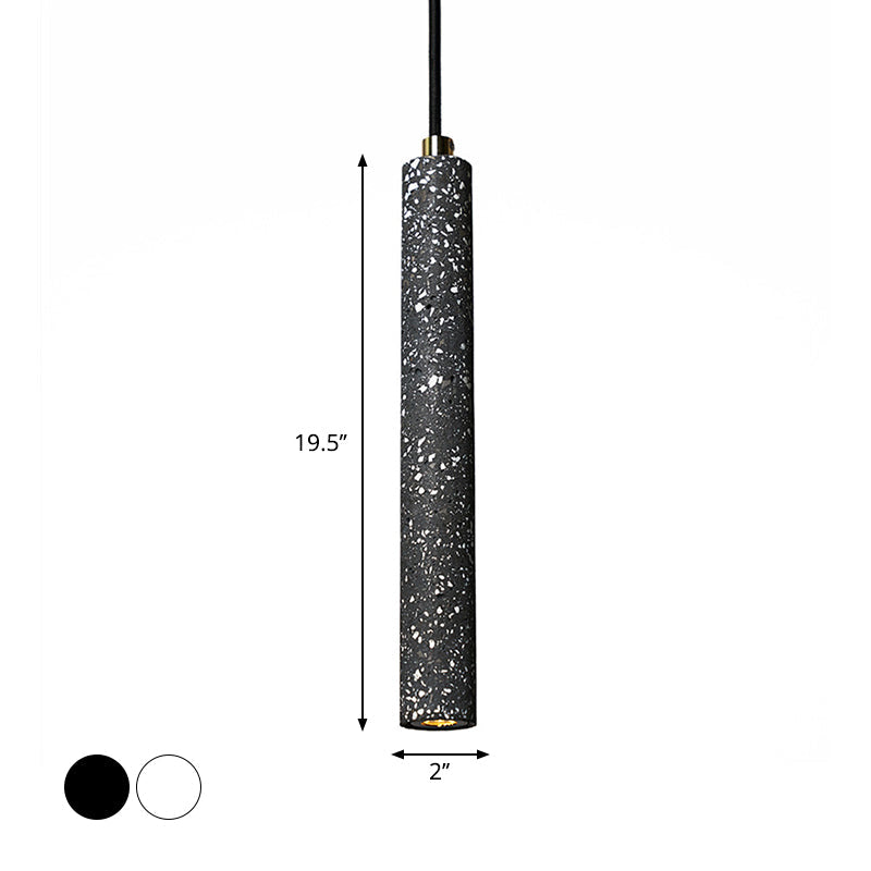 Myriam - Terrazzo Flute Pendulum Light Nordic 10/19.5 Tall Led Bistro Hanging Pendant In White/Black