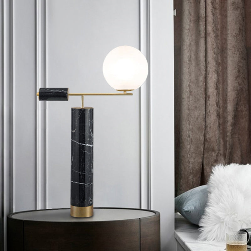 Mizar - Opaline Glass Table Lamp Black Nightstand Light