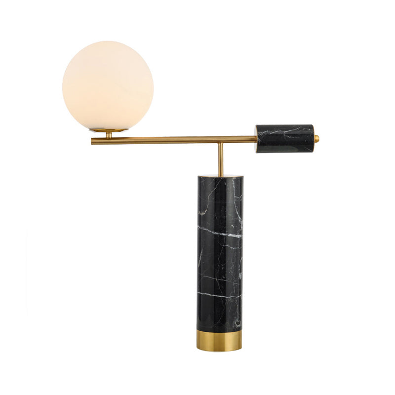 Mizar - Opaline Glass Table Lamp Black Nightstand Light