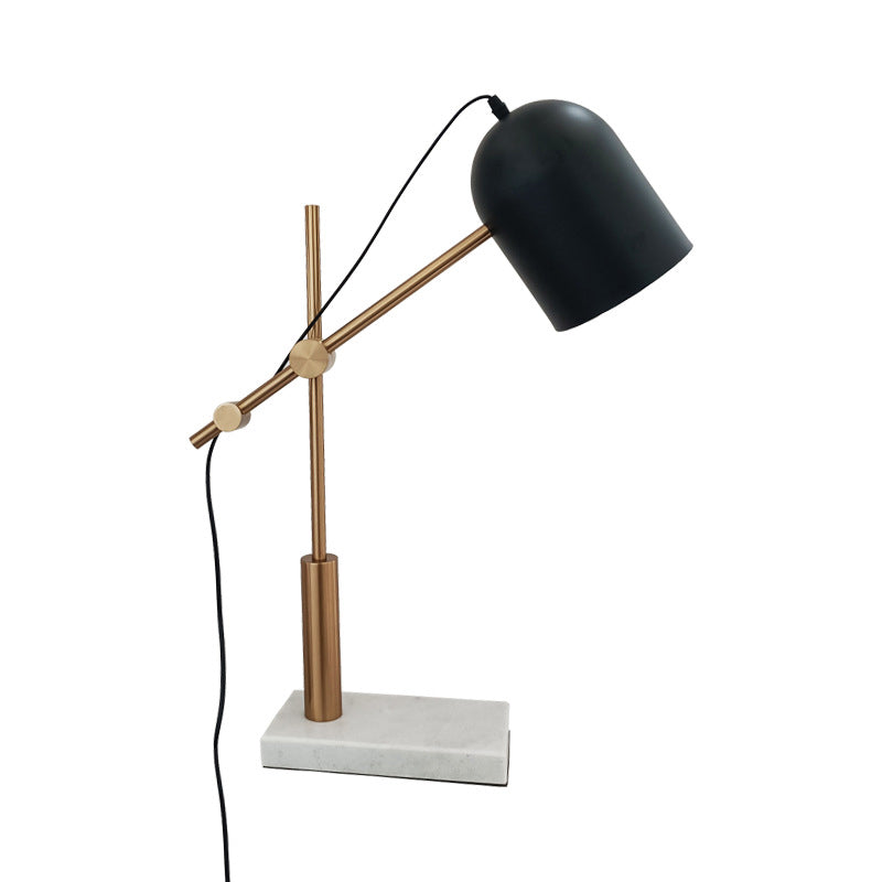Ayla - Black Cloche Shaped Reading Table Light Postmodern Single Metal Nightstand Lamp With Brass