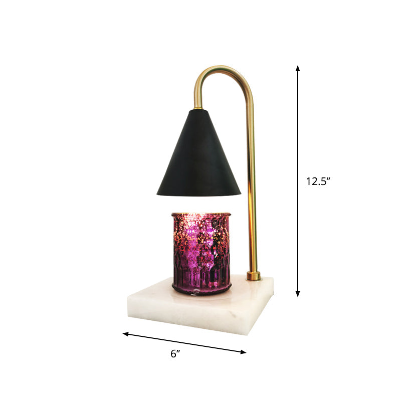 Léa - Mid - Century Cone Night Lamp: Sleek Metal Gooseneck Table Lighting With