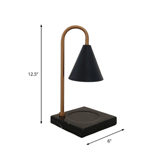 Léa - Mid - Century Cone Night Lamp: Sleek Metal Gooseneck Table Lighting With