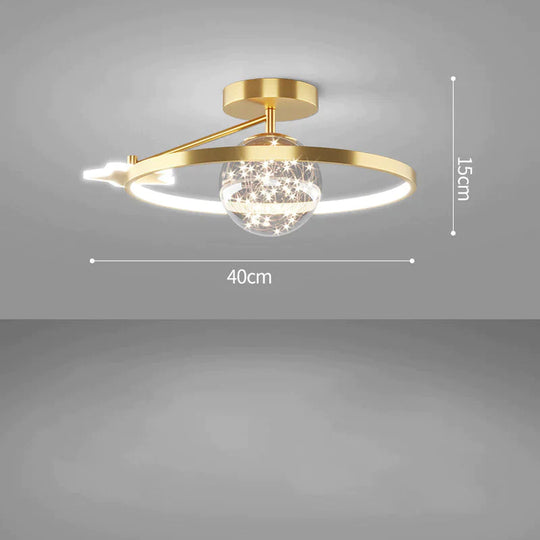 Light In The Bedroom Simple Modern Household Room Lamp Luxury Planet Ceiling Gold - 40Cm / White