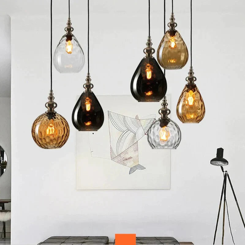 Vintage Home Deco Glass Pendant Light Led E27 Modern Loft Hanging Lamp Wich 3 Colors For Bedroom