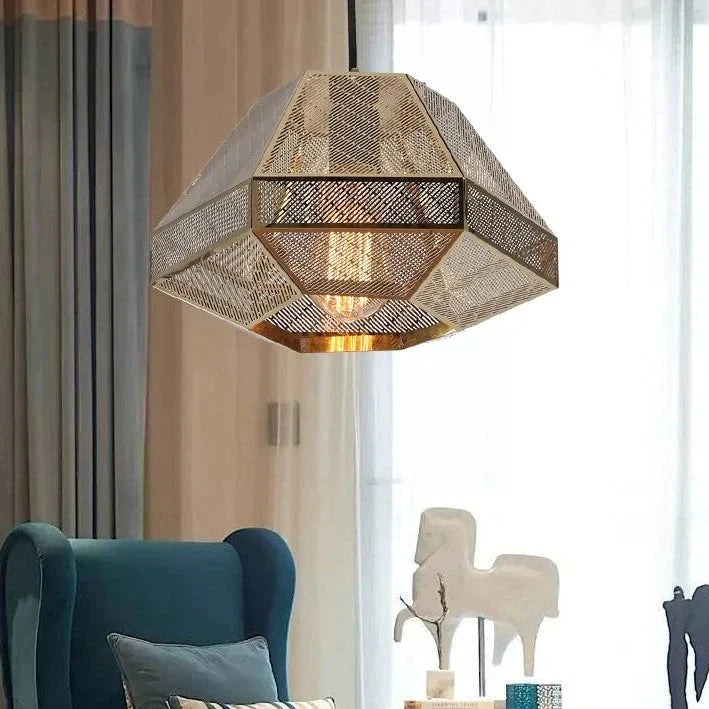 Post Modern Pendant Light Stainless Steel Diamond Shape Kitchen Hanging Lamp Loft Hanglamp Living