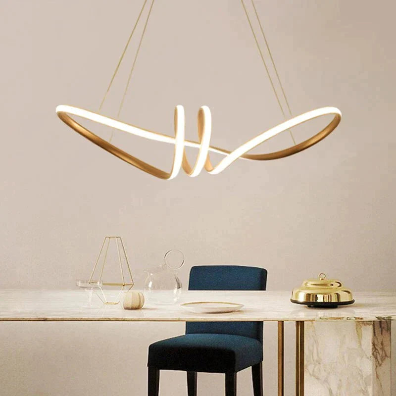 Art Decoration Modern Led Pendant Light Dining Room Bedroom Living Luminaires Gold Body Ceiling