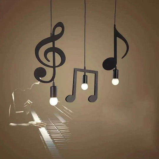 Feiemfeiyou A - Z Words Music Character E27 Creative Black Led Pendant Lamp For Bar Bedroom