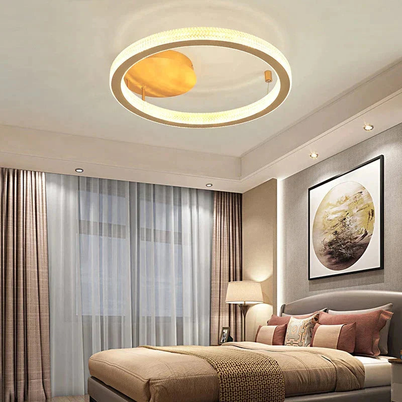 Gold/Coffee Color Ceiling Lights Bedroom Study Room Living Remote Control Surface Mounted Lighting