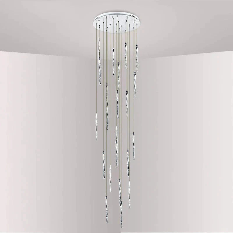 Modern Aluminum Spiral Led Crystal Pendant Light For Living Room Hotel Restaurant Lustre Led Long