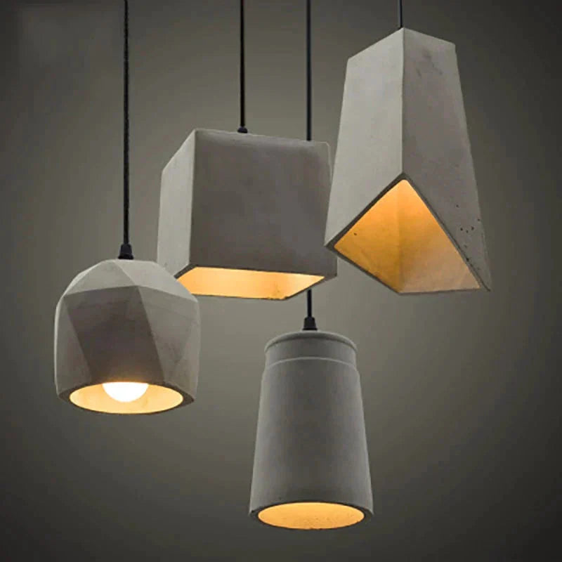 Vintage 5 Styles Cement Hanging Pendant Lamp E27 Led Light With Switch Lighting Fixture For Living