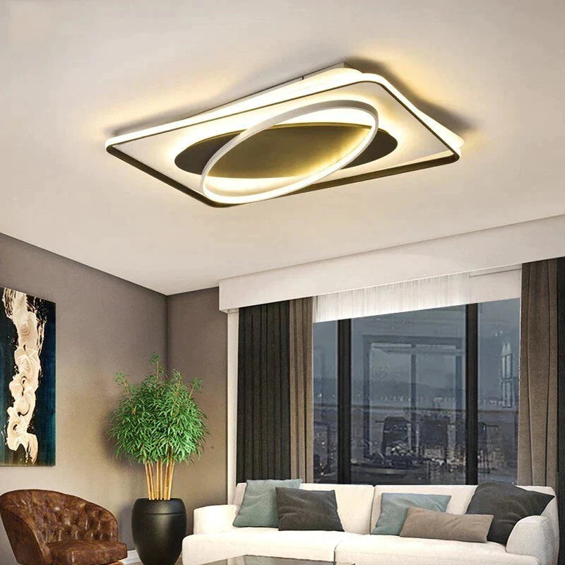 Modern Acrylic Ceiling Lights For Bedroom Support Remote Control Led Surface Mount Lamps Black And