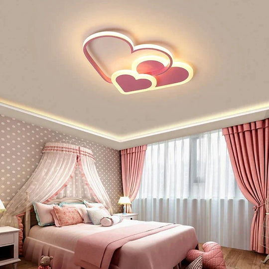 Pink Led Chandelier Light For Girl Bedroom Plafond Acrylic Lighting Lamp Modern New Fixture