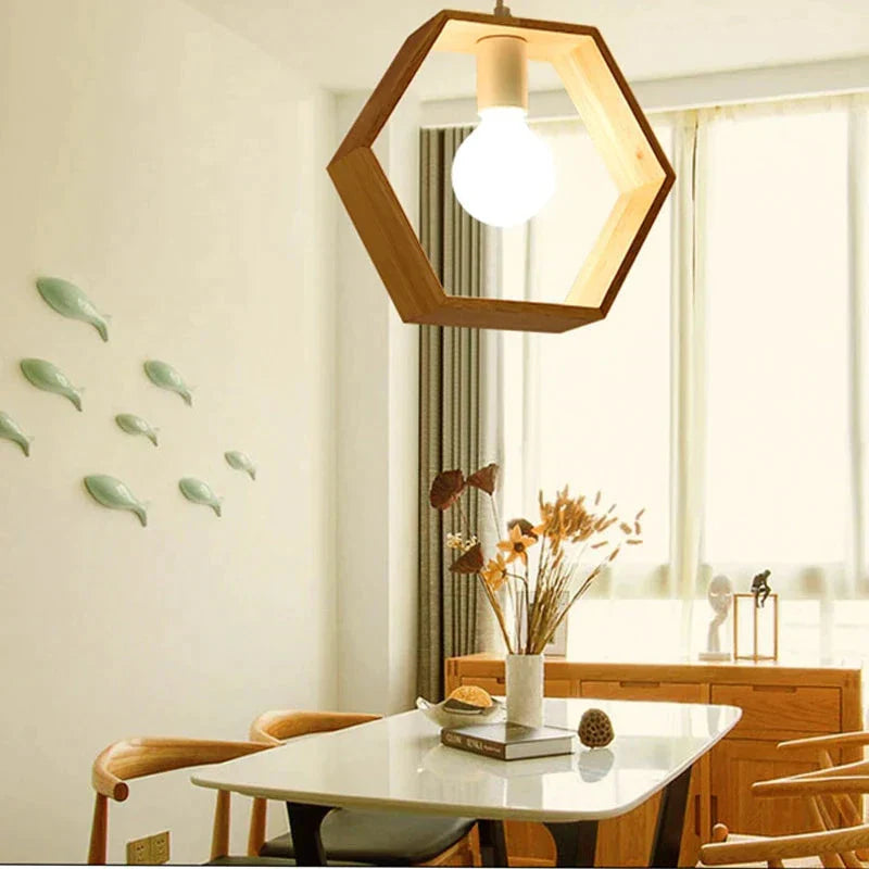 Minimalist Solid Wood Pendant Lights E27 Led Single Head Hanging Lamp For Living Room Bedroom Study