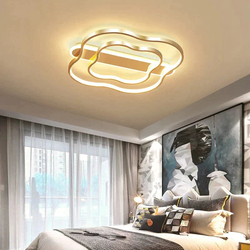 Room Light Flower Nordic Ceiling Lamp Simple Modern Brushed Gold Led Study Warm Romantic Bedroom