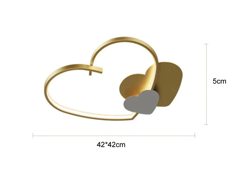 Sophie’s Modern Simple Copper Heart - Shaped Led Room Ceiling Lamp Small / Stepless Dimming