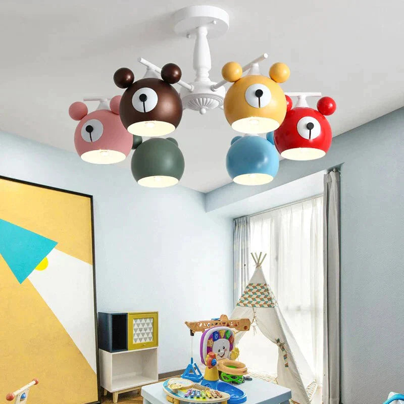 Chandeliers For Living Room Bear Lamp 3/5/6 Heads Home Lighting Decorative Lampshade Baby Child