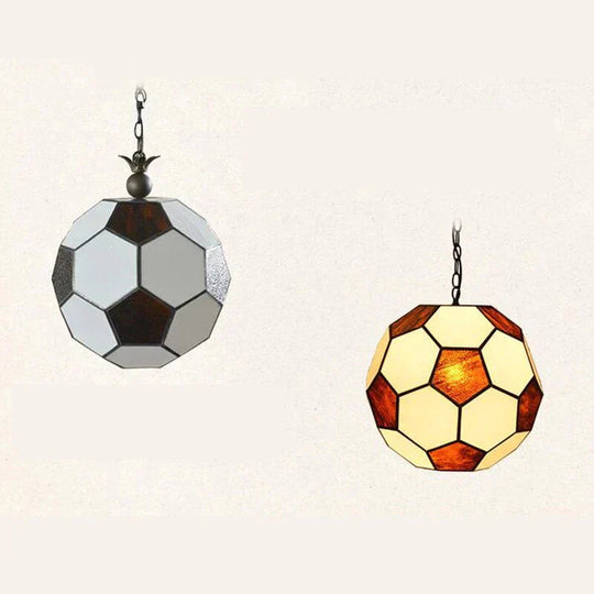 Modern Novelty Football Glass Pendant Lamp Led E27 Lustre Light For Living Room Bedroom Restaurant