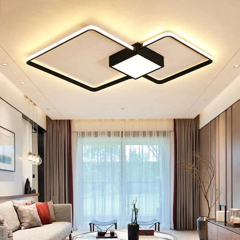 Remote Control Lamp Ceiling Led White Or Black Frame For Home Decorative Living Room 46W 56W