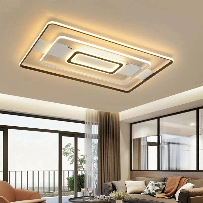 Modern Rectangle/Square/Circle Acrylic Led Ceiling Light White Color Black Remote Control For