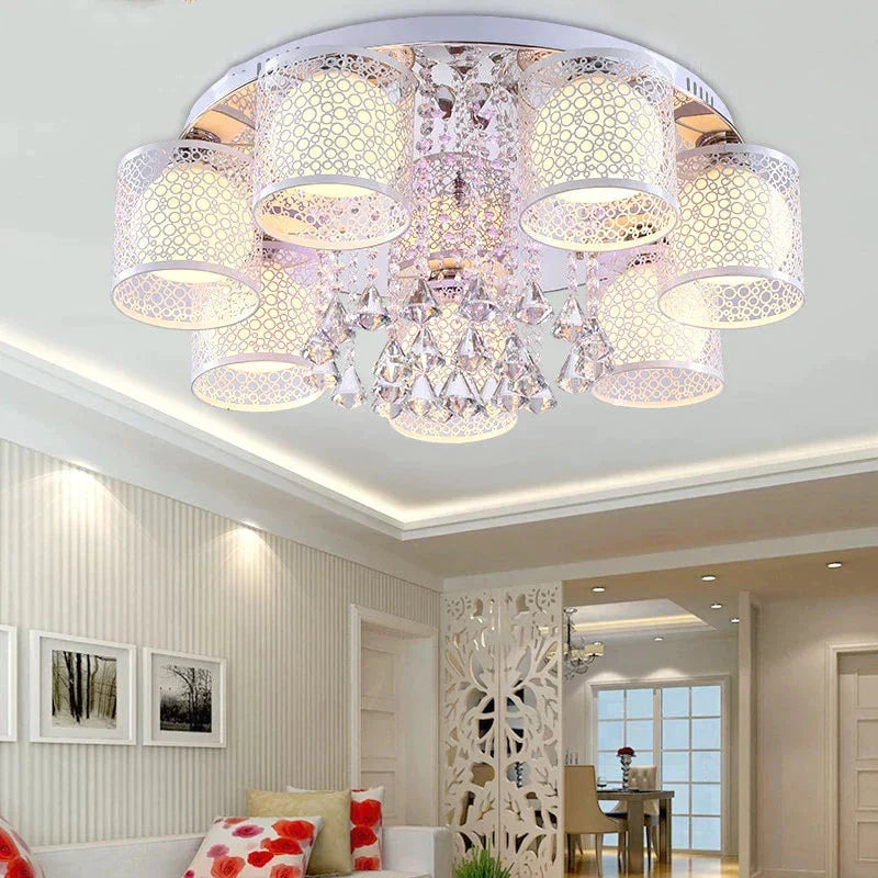 New Round Led Crystal Pendant Light For Living Room Indoor Lamp With Remote Controlled Luminaria