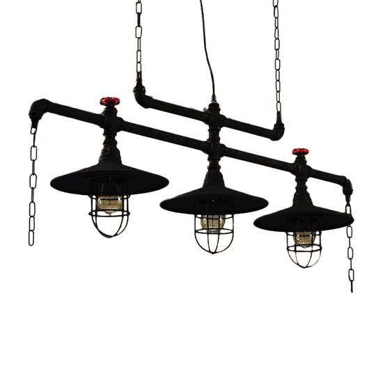 Steampunk Black Iron Hanging Light Fixture With Cage And Chain Deco Pendant Lighting