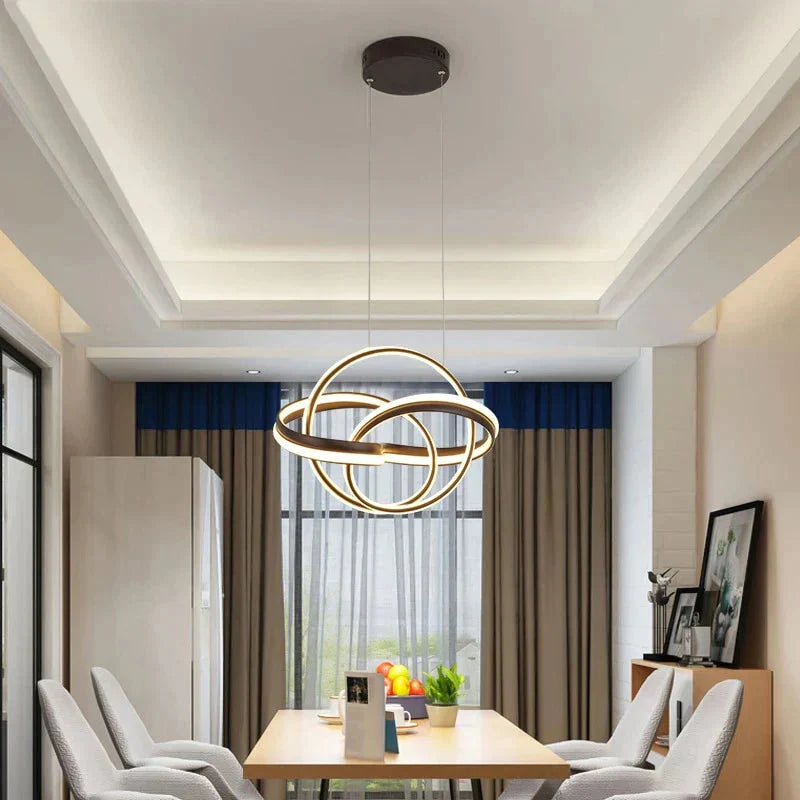 Gold Color New Style Pendant Light Round Chassis Hanging Lamps For Dining Room Living Fixture