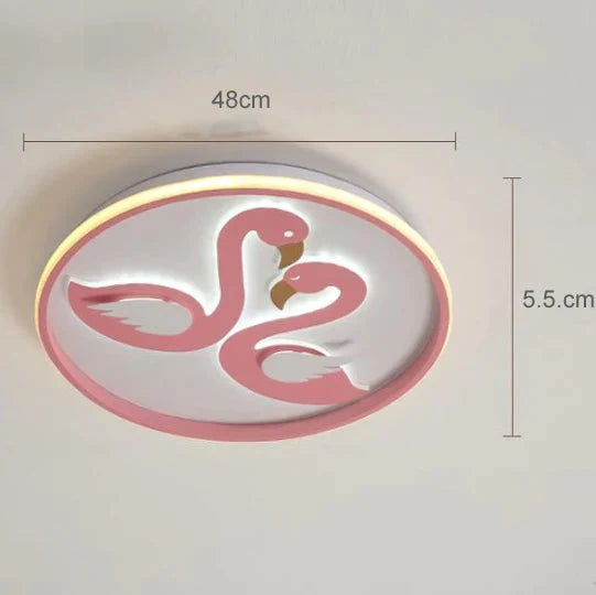 Creative Pink Flamingo Led Bedroom Ceiling Lamp White Light