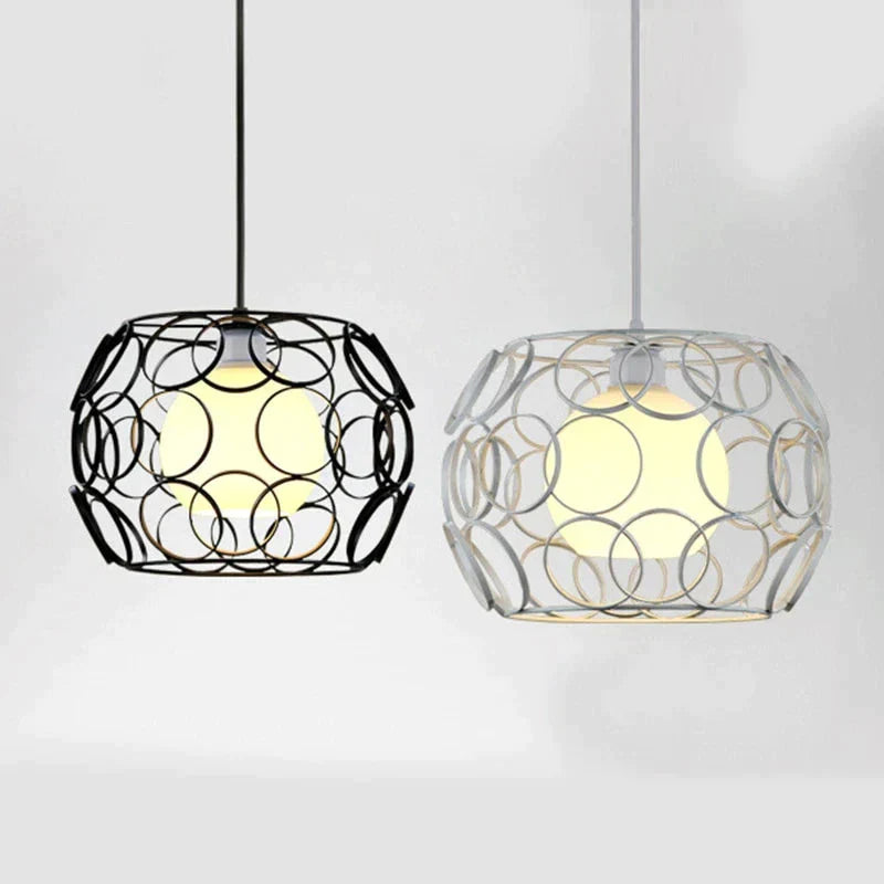 Modern Iron Painted Minimalist Corrugated Lampshade Pendant Lamp E27 Led Light For Living Room