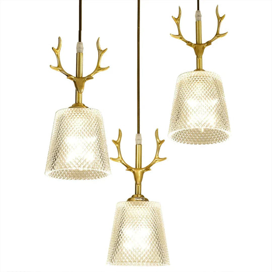 Nordic Antlers Led Pendant Lights E14 Hanging Lamp Creative Glass Lampshade Bar Restaurant Living