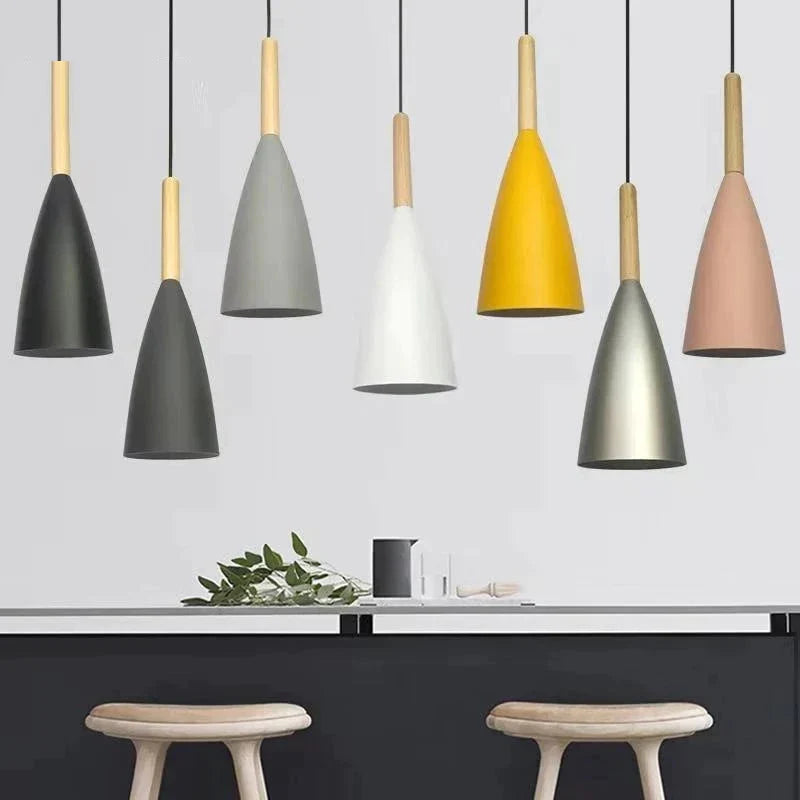 Wood Pendant Lights E27 Led Modern Hanglamp Nordic Lamp Living Room Restaurants Kitchen Dining Bar